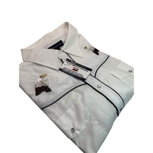 NWT MWG Apparel Western Shirt Dual Eagle Embroidery Pearl‎ Snap Size 2XLT White